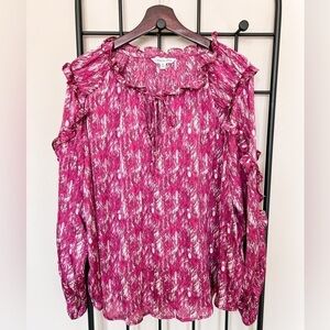 Ophelia Roe Pink Ruffle Blouse Sz XL